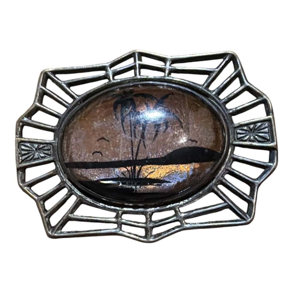 Vintage Hoffman Art Deco Butterfly Wing Tropical Sunset Brooch
